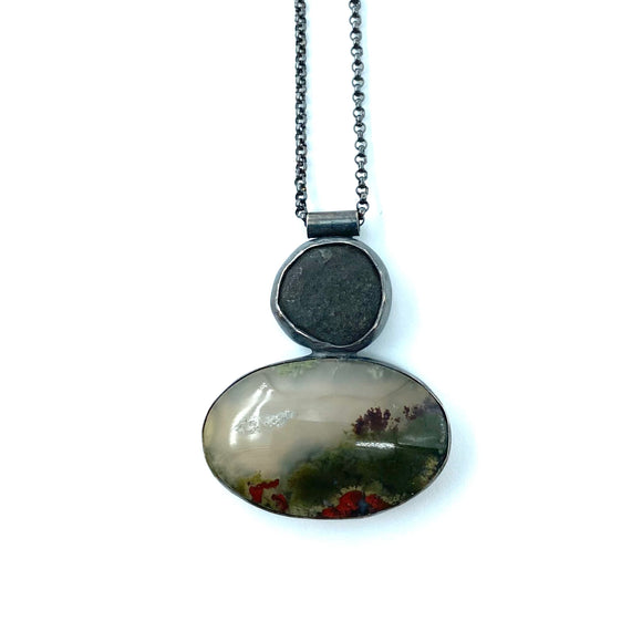 Rock and Moss Agate Necklace by Jennifer Nunnelee