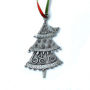 Christmas Tree with Bird Ornament by Leandra Drumm Designs