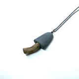 Rock and Driftwood Mushroom Necklace by Jennifer Nunnelee