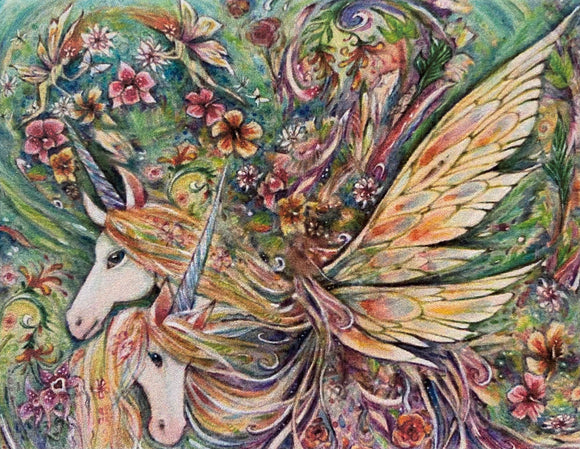 Fairy Unicorns Greeting Card by Liza Paizis