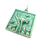 Cat on Fence Tile Ornament by Whistling Frog