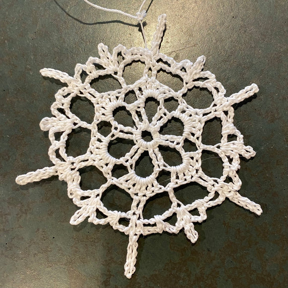 Crocheted Snowflake Ornament by Abby Schrup