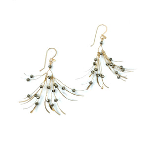 Boa Earrings - Gold and Pyrite by Zuzko Jewelry