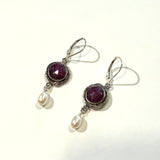 Vision Dangle Earrings - Ruby with Pearl Dangle by Susan Rodgers