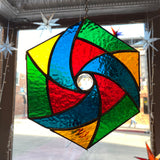 Stained Glass Hexagon by David Acierno