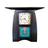 Arts and Crafts Tile Clock - Oak/'Slate' by Schlabaugh & Sons