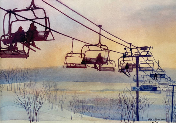 Ski Lift Reproduction by JoAnne Hauser Warren