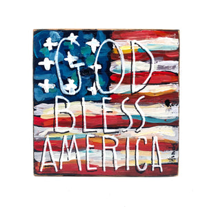 God Bless America Flag Block by David Hinds