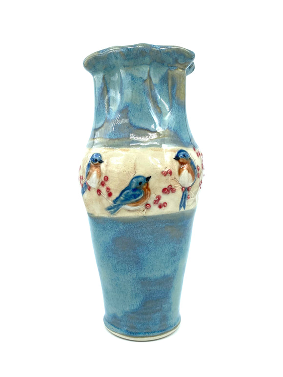 Bluebirds Vase by Jen Stein