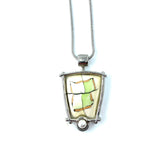 Framed Trapezoid Pendant With Pearl - Kiwi by Blue Bus Studio