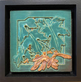 Dark Green 2-Color Maple Leaves Framed Tile by Mike Skiersch