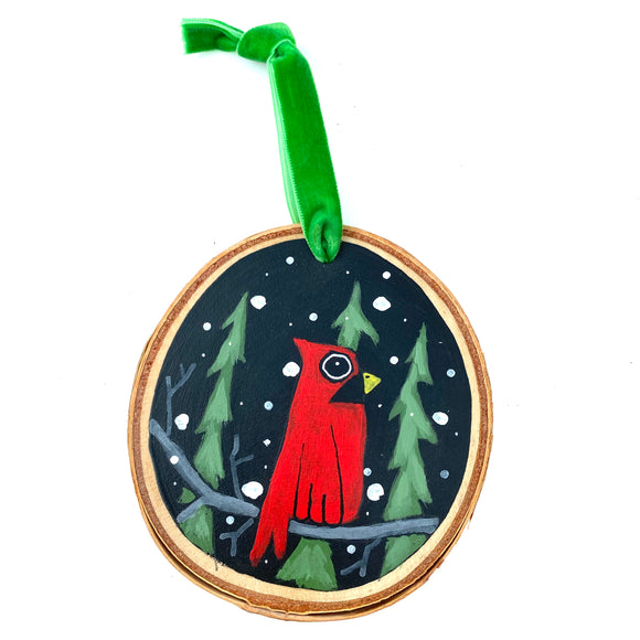 Red Bird Ornament by David Hinds