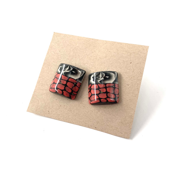 Rectangle/Square Post Earrings - Lava by Blue Bus Studio