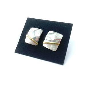 Sterling and Brass Post Earrings by Margie Magnuson