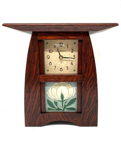 Arts and Crafts Tile Clock - Oak/Craftsman Oak by Schlabaugh & Sons