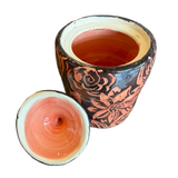 Coral Floral Jar by Nancy Briggs