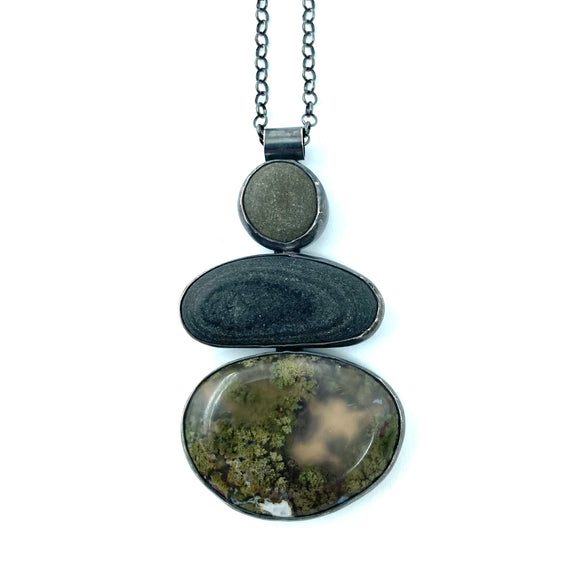 Rocks and Moss Agate Necklace by Jennifer Nunnelee