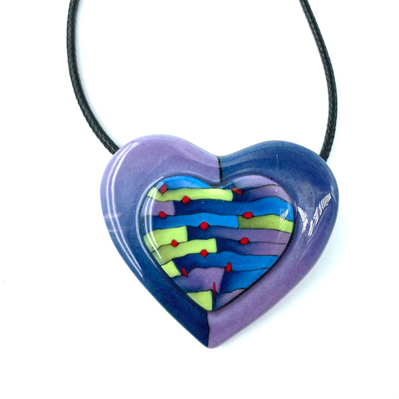 Heart Pendant/Pin - Lagoon by Blue Bus Studio