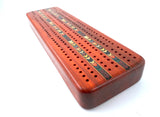 Padauk Inlay 3-Track Cribbage Board by Heartwood Creations