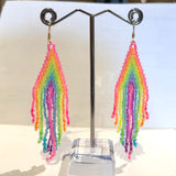 Beaded Neon Rainbow Earrings by Abby Schrup