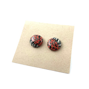 Button Post Earrings - Lava by Blue Bus Studio