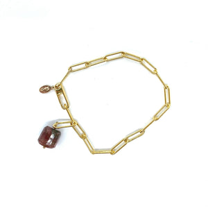 Paper Clip Bracelet - 6mm Gold and Tourmaline by Zuzko Jewelry