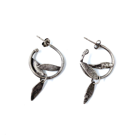 Scrappy Silver Hoop Charm Earrings by Amber Carlin