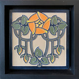 Multi-Color Art Nouveau Orange Rose Framed Tile by Mike Skiersch