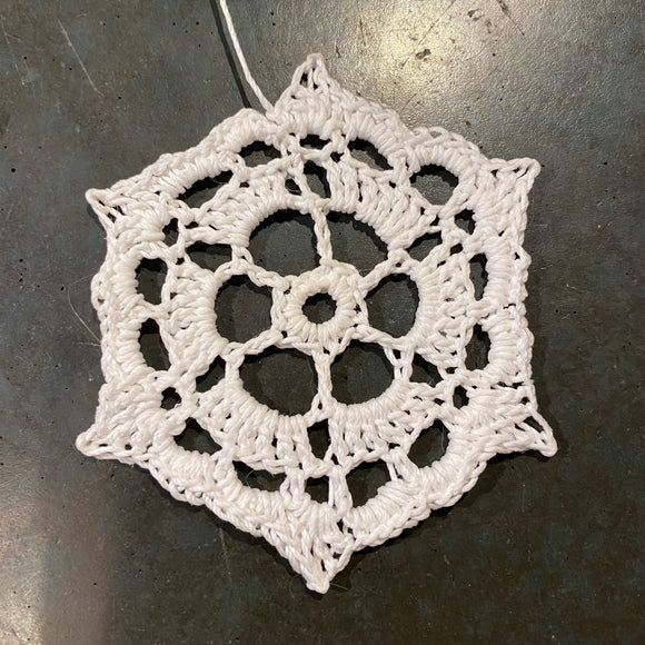 Crocheted Snowflake Ornament by Abby Schrup