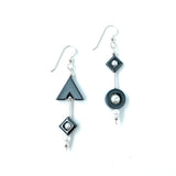 Geometry Drop Earrings - Pearl and Hematite by Brian Watson