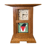 Prairie Style Tile Clock - Oak/'Nut Brown Oak' by Schlabaugh & Sons