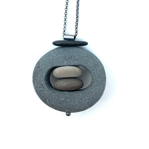 Oval Single Embedded Rock Necklace by Jennifer Nunnelee