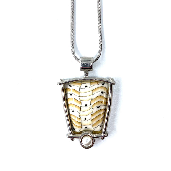 Framed Trapezoid Pendant With Pearl - Mojave by Blue Bus Studio