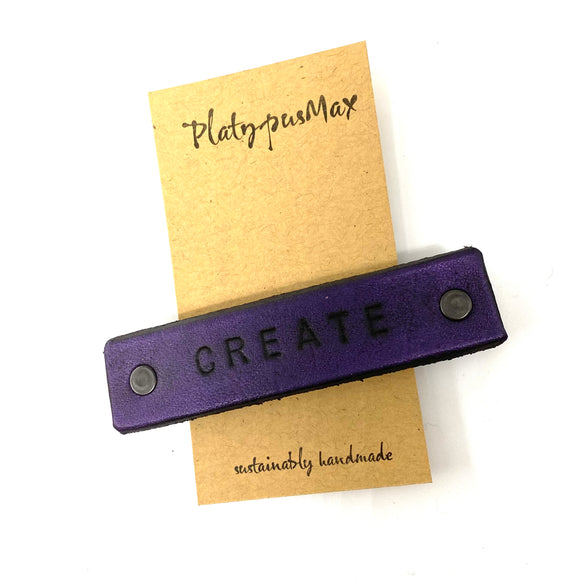 Purple 'Create' Leather Hair Barrette by Platypus Max