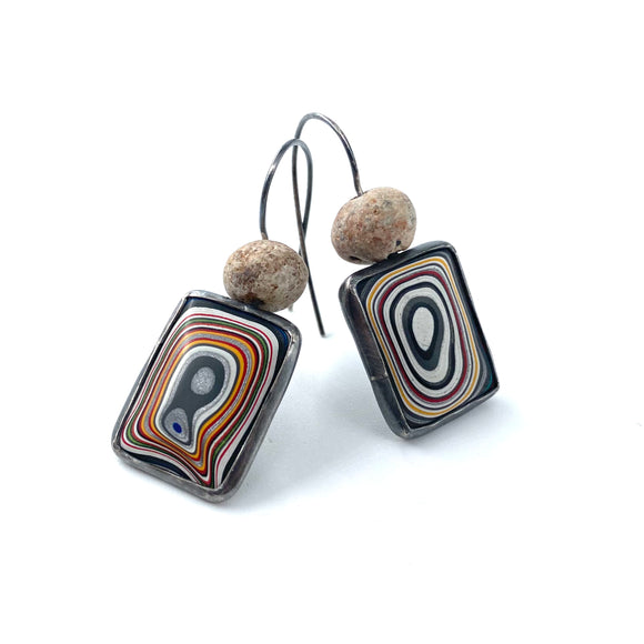 Fordite Rock Earrings by Jennifer Nunnelee