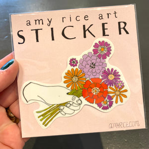 Bouquet of Zinnias Sticker by Amy Rice
