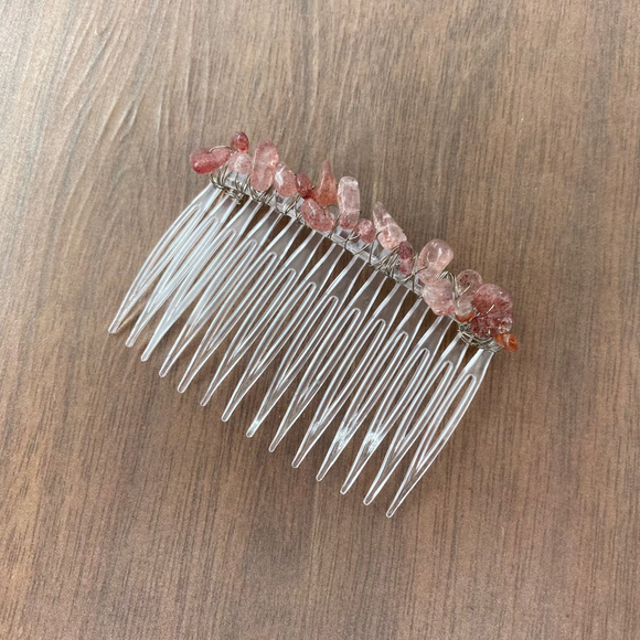 Strawberry Quartz Hair Comb by Abby Schrup