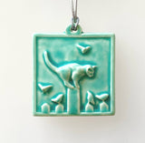 Cat on Fence Tile Ornament by Whistling Frog