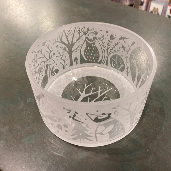 Brambleberry Forest Etched Glass Bowl by Leandra Drumm Designs