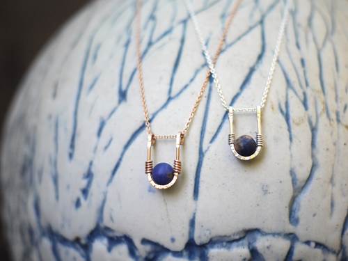Tiny U Necklace with Lapis by Brianna Kenyon