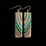 Large Rectangle Featherwood Earrings #934 by Buzz Coren