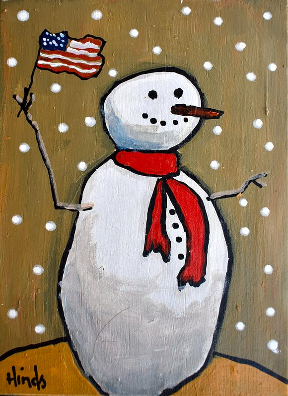 Snowman and American Flag Block by David Hinds