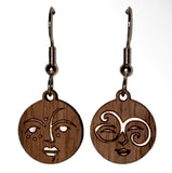Twig Faces Lasercut Wood Earrings by Woodcutts