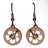 Twig Hibiscus Lasercut Wood Earrings by Woodcutts