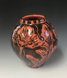 Vase with Flowers and Leaf by Nancy Briggs