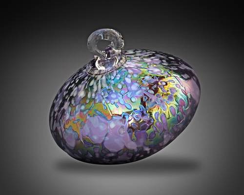 Winter Violet Oval Ornament by Vines Art Glass
