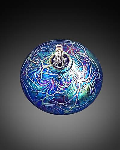 Marble Cobalt Oval Ornament by Vines Art Glass