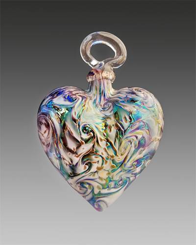 Persian Purple Heart Ornament by Vines Art Glass