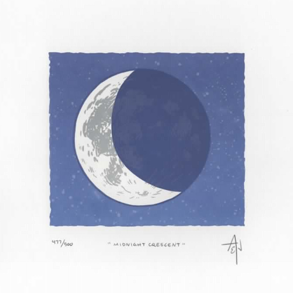 Midnight Crescent Silkscreen Print by Allison and Jonathan Metzger