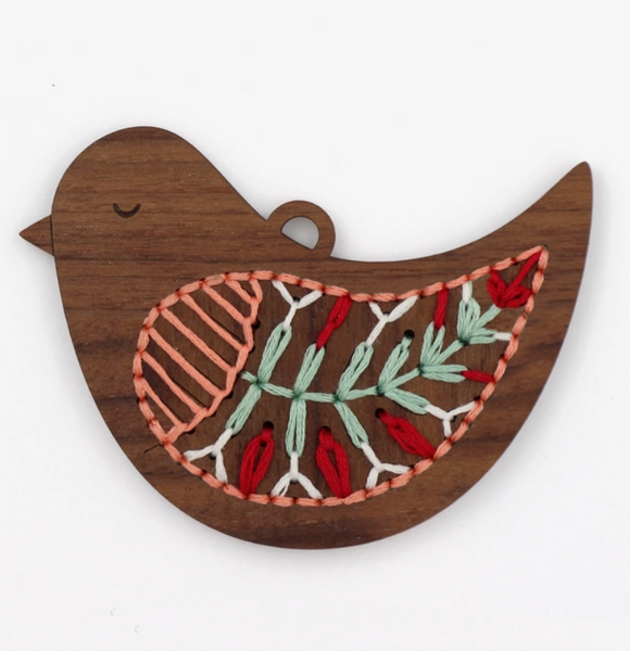 Bird Stitched Ornament Kit by Kiriki Press